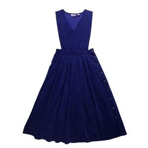 Vintage‎ Sycamore Jumper Dress Women 13 Blue Corduroy Pleated Midi Cottage 90's